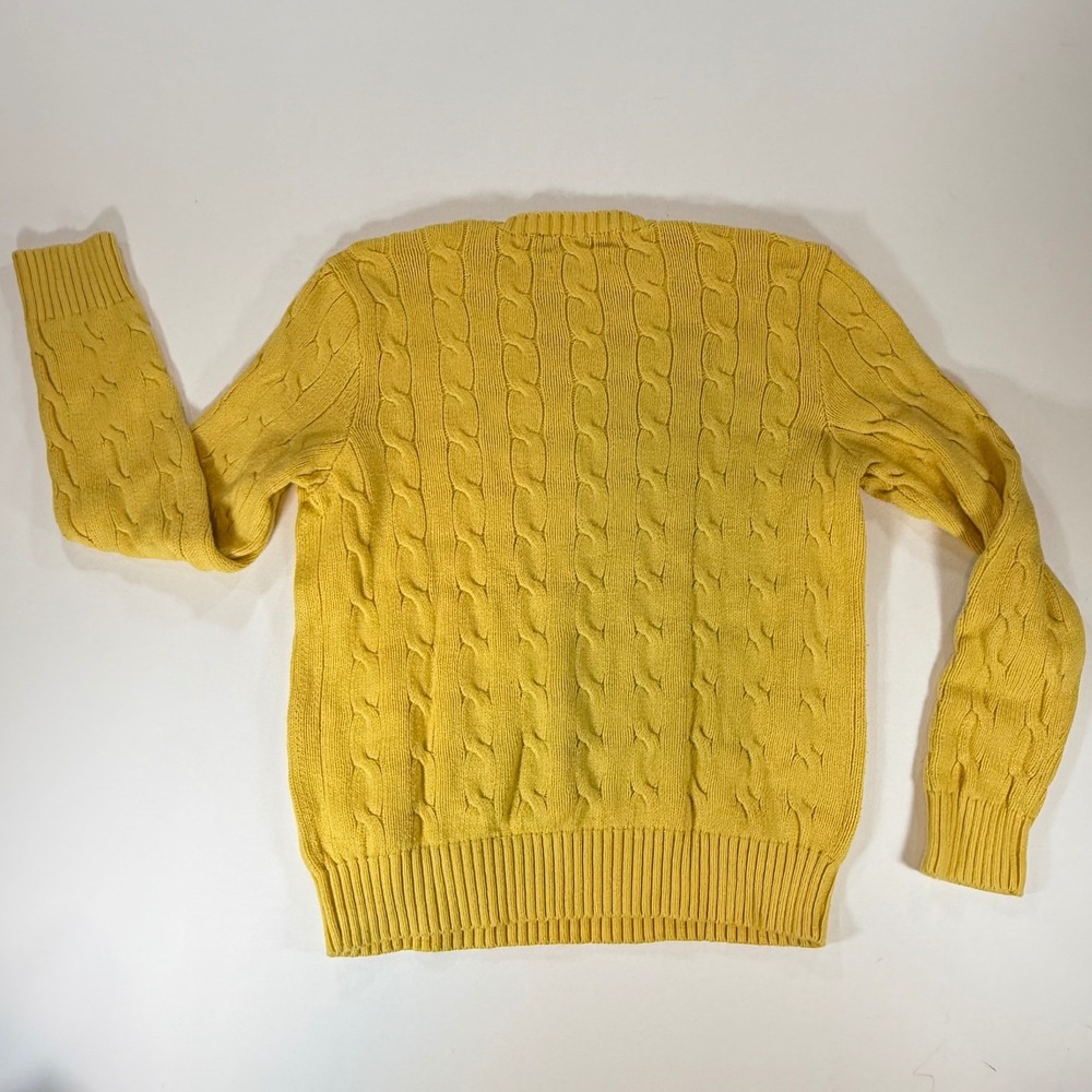 Polo Ralph Lauren Cable Knit Sweater Womens M Yellow Preppy Old Money Aesthetic - Picture 4 of 8